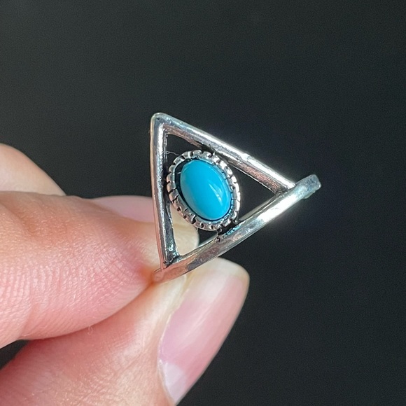 S925 silver turquoise stone statement ring size 6 - Picture 6 of 8